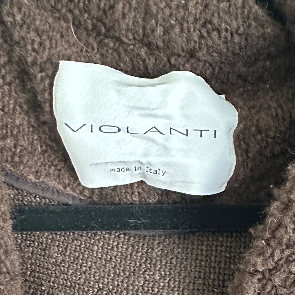 Violanti Italian Brown and Black Hooded Coat with Fringe. Stunning, heavy, soft - Picture 3 of 14